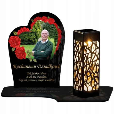 Bougie solaire XL (21 cm) avec photos de roses pour le cimetière de la Toussaint