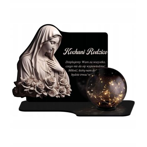 Bougie solaire LED perpétuelle pour cimetière, Marie avec fleurs, qualité supérieure 21 cm