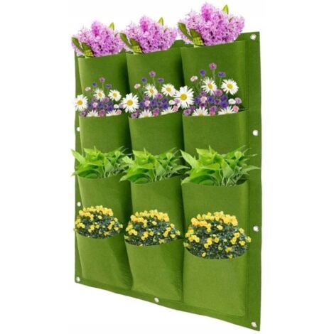 POTS DE JARDIN SUSPENDUS POUR FLEURS ÉPICES HERBES 12 POCHES FEUTRE 80x60cm (1/5)