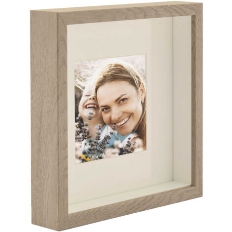 Cadre photo 3D, boîte profonde, carré de 23 x 23 cm, chêne de Sonoma, truffe