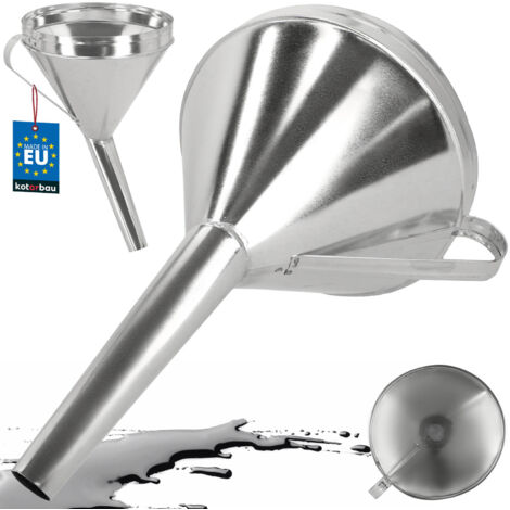 Entonnoir en métal galvanisé KOTARBAU® avec filtre à tamis, coudé, pour huile et carburant, cuve de 23 cm