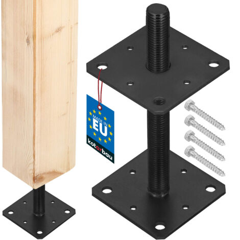 Base de poteau réglable en acier à visser KOTARBAU® pour tonnelles et abris, filetage M24, anthracite, 110 x 252 mm (1/5)