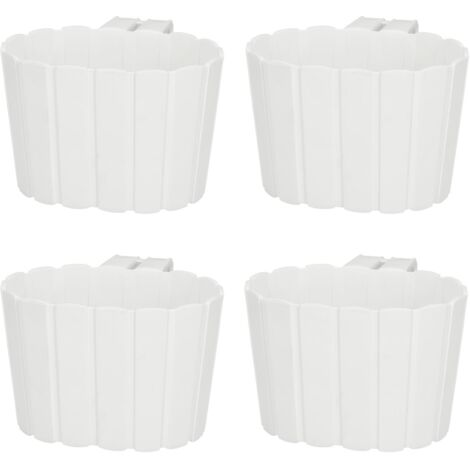 Pot de fleurs pour balcon avec poignée de suspension, blanc, 20 cm, lot de 4