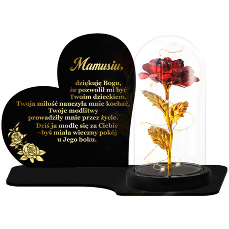 Grande bougie en forme de cœur XL Premium avec LED Rose Éternelle sous verre pour tombes et cimetières