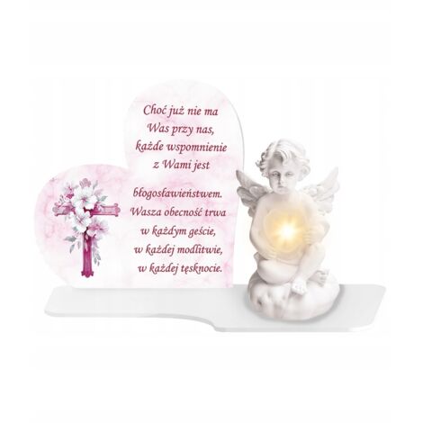 Bougie LED blanche premium en forme de cœur, marbre, ange XL, pour enfants, cimetière (1/5)