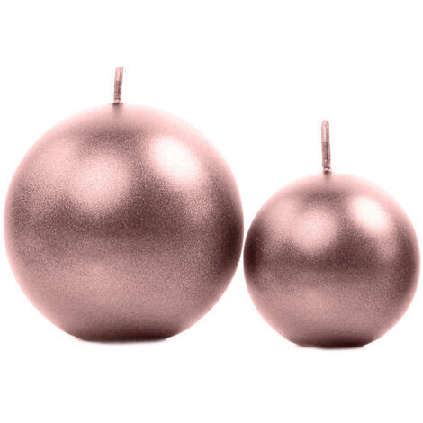 Bougie boule métallique, or rose, 8 cm (1 paquet / 6 pièces) (1/3)