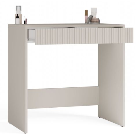 Bureau droit 2 tiroirs 81x50x80 cm – Panneau de particules stratifié beige cachemire – Montage facile et rapide – Design moderne