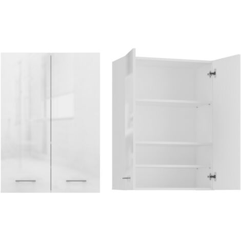 Meuble de rangement salle de bain POLA MINI DD 64x30xH90 – Panneau stratifié 16mm – 4 étagères – Installation facile en kit