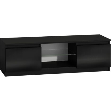 TIVOLI - Meuble TV style moderne - 120x40x36cm - 2 niches + 2 portes - Rangement matériel télé/audio - Noir (1/3)