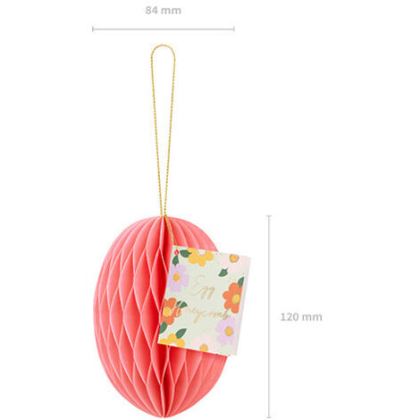 Décoration en papier nid d'abeille Œuf, rose, 12 cm (1/5)