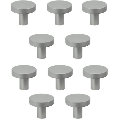 10 x Bouton de meuble rond en métal argenté (1/5)
