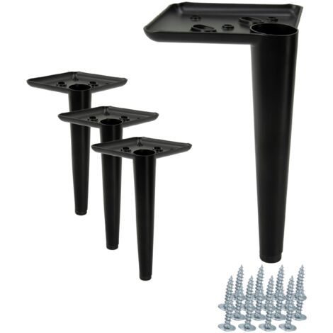 Lot de 4 pieds de meuble, épingle, noir mat, hauteur 17 cm (1/5)