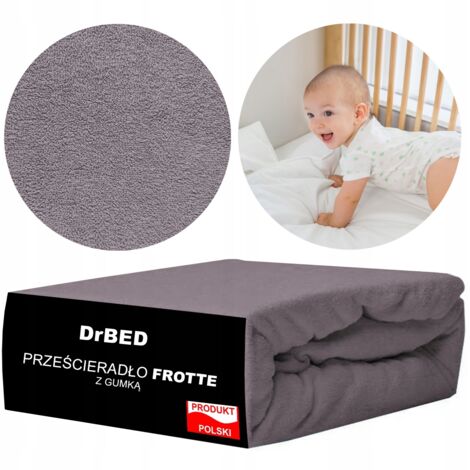 Drap-housse éponge 120 x 60 cm avec bande élastique, gris, respirant, poli (1/3)