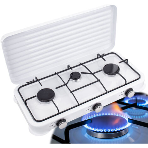 Réchaud à gaz touristique blanc 3 feux ABSC6003 (1/5)