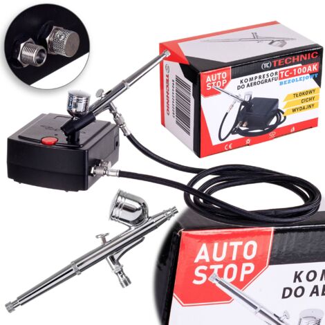 Compresseur pour aérographe, kit d'aérographe, tuyau de 0,3 mm, arrêt automatique et silencieux (1/5)