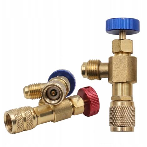 Vanne de remplissage pour systèmes frigorifiques R32 et R410 – Connexion étanche – Couleur bleue – Embouts profilés pour sécurité