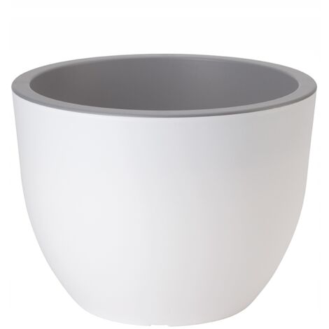 Pot rond bicolore Muna 40 Blanc+béton (1/5)