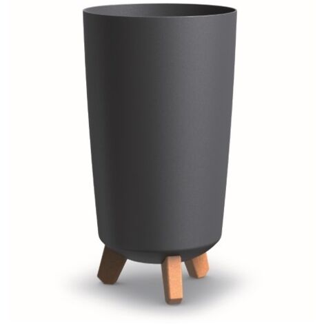 Pot de fleurs Gracia Tubus Slim DGTL240 – Anthracite – Finition lisse pour espaces minimalistes – Pieds en polypropylène avec sciure et café
