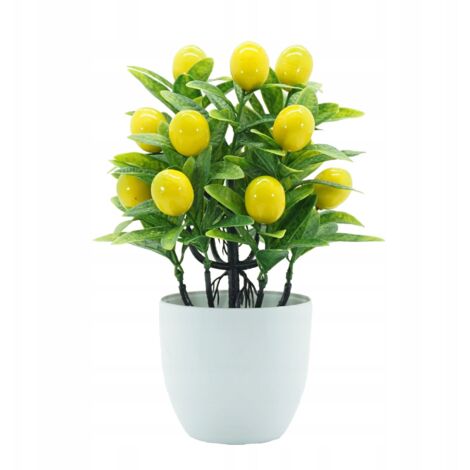 Citronnier artificiel, plante artificielle 18x24cm, joli pot de fleurs Bonai