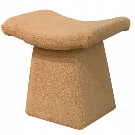 Pouf moderne en agneau avec assise profilée, repose-pieds, tabouret, siège (1/5)
