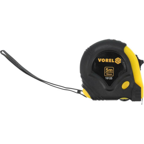 RUBAN À MESURER VOREL ENROULÉ AVEC REVÊTEMENT EN CAOUTCHOUC 5 m x 19 mm