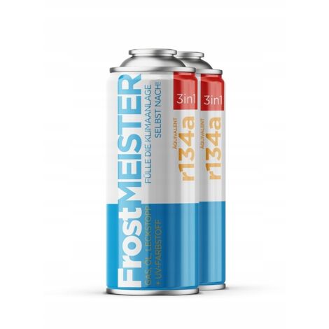 FrostMEISTER 3en1 400ml – 2x bidons de gaz R134a pour climatisation – Remplacement réfrigérant et huile – Étanchéité contre fuites (1/5)