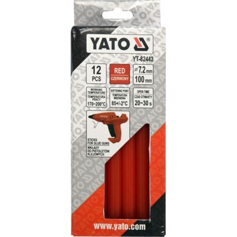 Cache Colle Rouge COLLE À CHAUD 7,2 x 100 mm, lot de 12 pièces, rouge, YT-82442, YATO