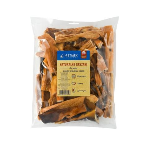 Friandise à mâcher naturelle pour chiens, peau de bœuf séchée Petmex 15 cm, 1 kg