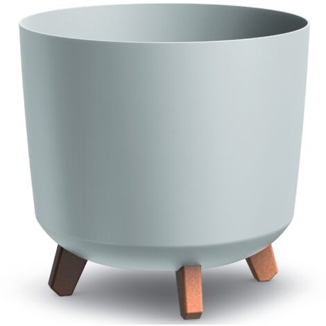 Pot de fleurs sur pieds Gracia Tubus – Diamètre 29,8 cm – Hauteur 28,5 cm – Plastique gris clair – 4 pieds clipsables imitant le bois – Prosperplast