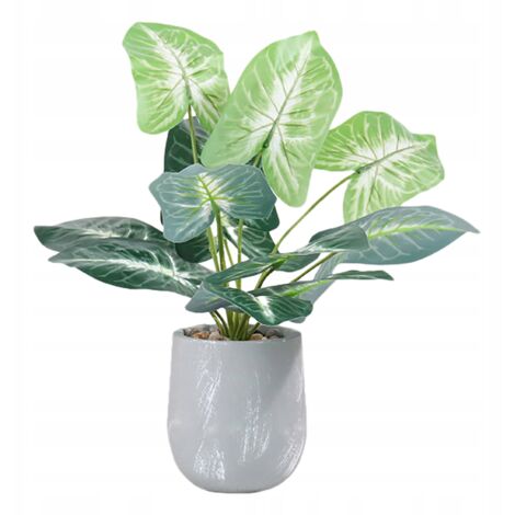 Fleur artificielle en pot pour la maison ou le bureau, réaliste, 40 cm, alocasia (1/5)