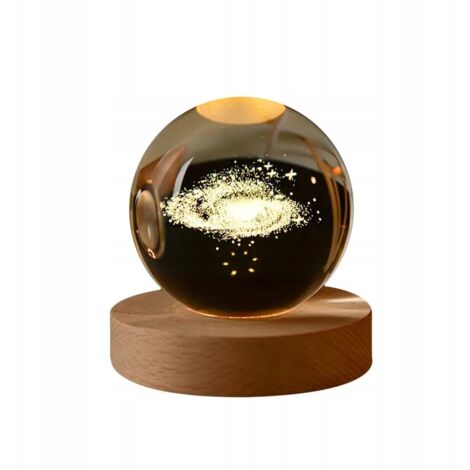Veilleuse boule de verre 6 cm, alimentation USB, pour chambre d'enfant, Galaxy (1/3)