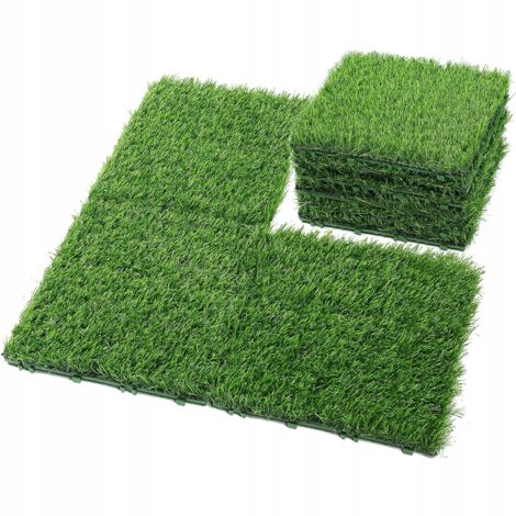 Gazon synthétique 30 x 30 cm – Résistant aux intempéries – Système de drainage – Pour balcons, terrasses et jardins