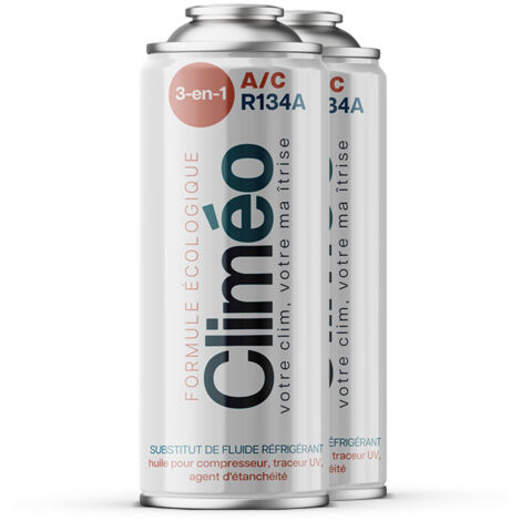 Climeo Réfrigérant écologique + produit d'étanchéité R134a/R12 3in1 2x400ml Self-service A/C service