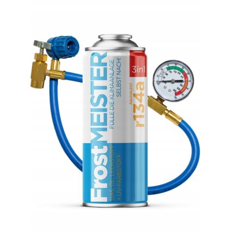 FROSTMEISTER  Kit d'entretien de climatisation en libre-service, 3in1 400ml - R134a Can + Hose