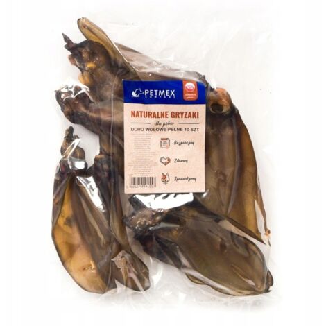 Friandise délicate à mâcher naturelle pour chiens, Oreilles de bœuf Petmex 10 pièces. (1/5)