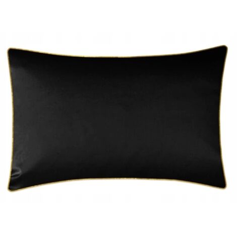 Taie d'oreiller MARO HOME noire avec bordure dorée, 50x60 (1/5)