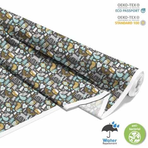TISSUS DÉCORATIFS D'EXTÉRIEUR OXFORD - Motif Animaux de la forêt en hiver I DX274 (1/5)