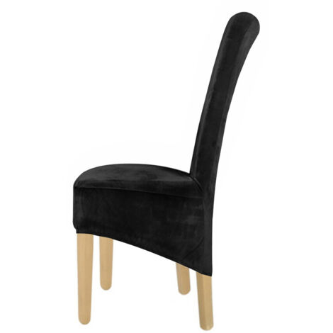 Housse de chaise XL en velours élastique noir [21DT] (1/5)