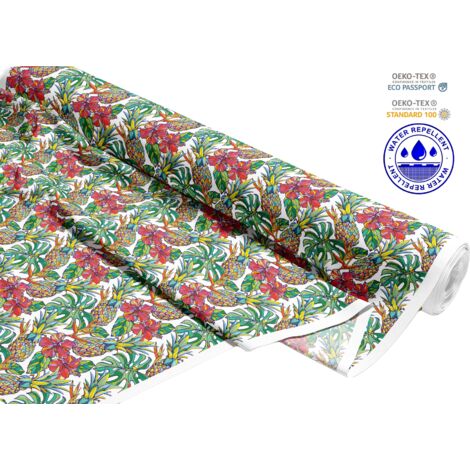 TISSUS DÉCORATIFS D'EXTÉRIEUR OXFORD - motif ananas en fleurs I DR166 (1/5)
