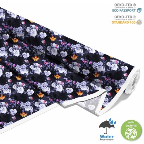 TISSUS DÉCORATIFS D'EXTÉRIEUR OXFORD - Motif Roses et Oiseaux I DX151 (1/5)