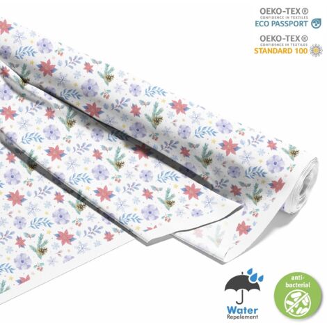 TISSUS DÉCORATIFS D'EXTÉRIEUR OXFORD - Motif Fleurs d'hiver Pommes de pin I DX743 (1/5)