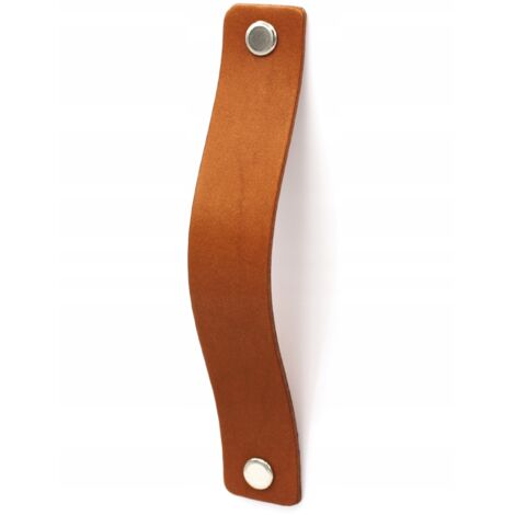 POIGNÉE DE MEUBLE en cuir cognac 9,6 cm poignées pour armoires, tiroirs, commodes (1/4)