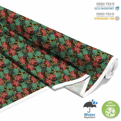 TISSUS DÉCORATIFS D'EXTÉRIEUR OXFORD - Motif Ananas Vert (1/5)
