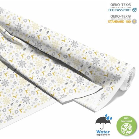 TISSUS DÉCORATIFS D'EXTÉRIEUR OXFORD - Motif Flocons de Neige de Noël I DX254 (1/5)