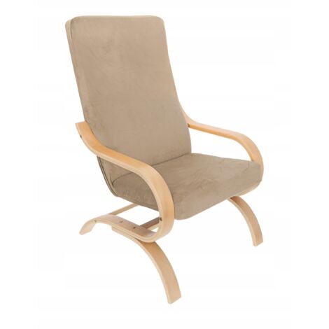 HOUSSE DE FAUTEUIL FINKA BEIGE CAPPUCCINO VELOURS ÉLASTIQUE [21FD]