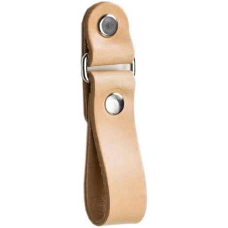 BOUTON pour meuble cuir Black Tree, couleur naturelle claire, poignée + vis (1/3)
