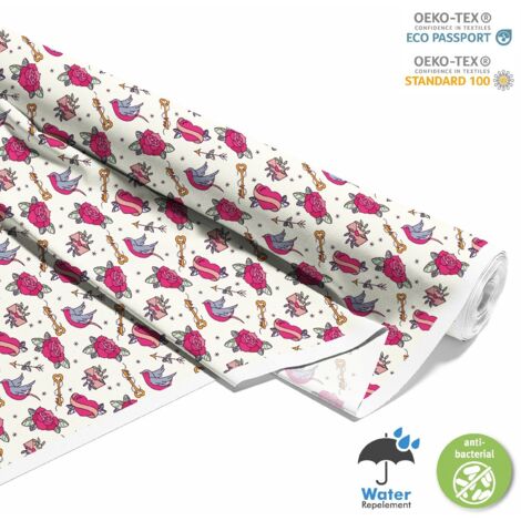 TISSUS DÉCORATIFS D'EXTÉRIEUR OXFORD - Motif Oiseaux, Cœurs I DX116 (1/5)