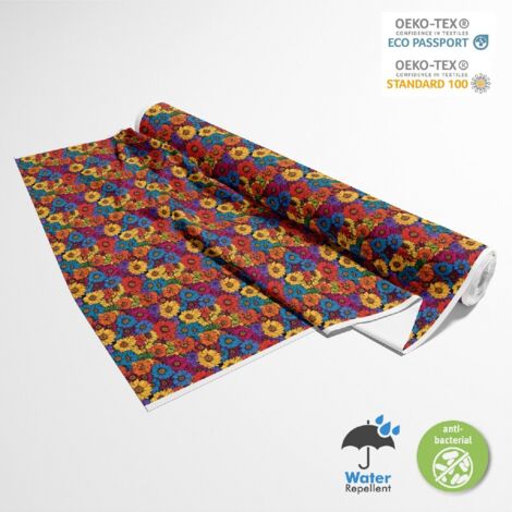 Tissus d'extérieur Oxford - Motif fleurs colorées DX18057 (1/5)