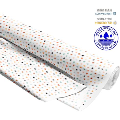 TISSUS DÉCORATIFS D'EXTÉRIEUR OXFORD - Motif étoiles colorées sur blanc I DR136 (1/5)