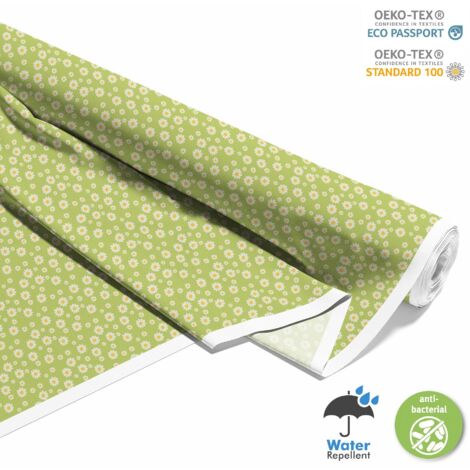 TISSUS DÉCORATIFS D'EXTÉRIEUR OXFORD - Motif fleurs sur fond vert (1/5)